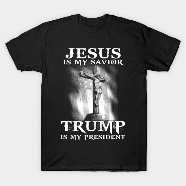 Jesus Is My Savior Trump Is My President American Flag T-Shirt by dashawncannonuzf